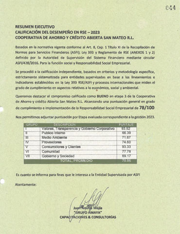 Calificación RSE 2023