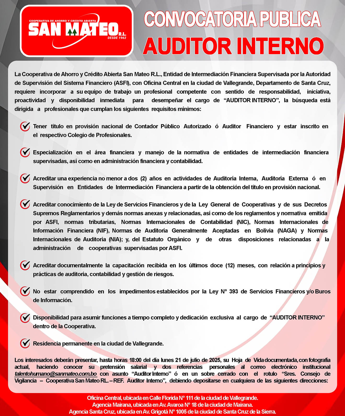Convocatoria pública Auditor Interno-15072025